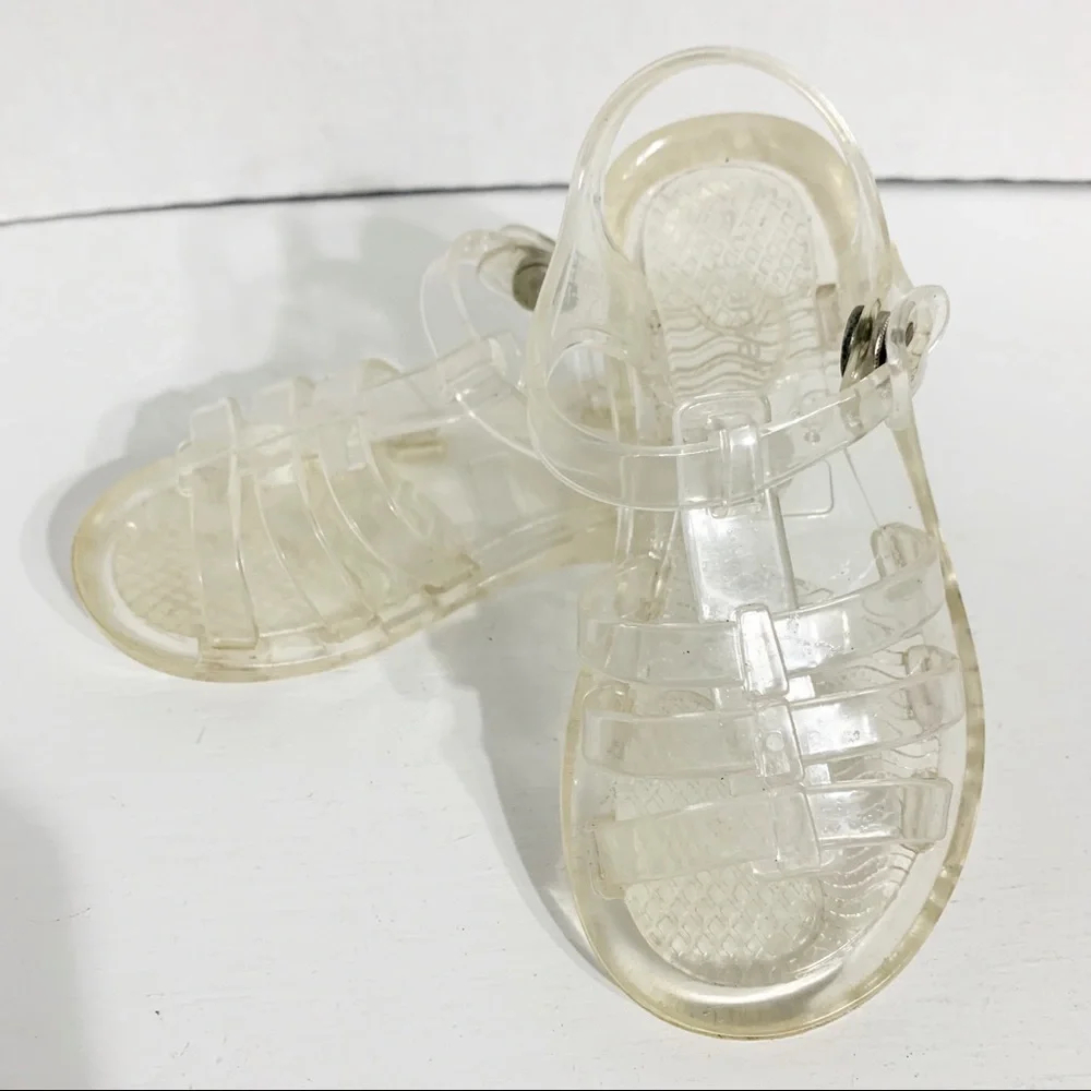 Carter's Fisherman Style Transparent Jelly Open Toe Strappy Sandals Snap Closure